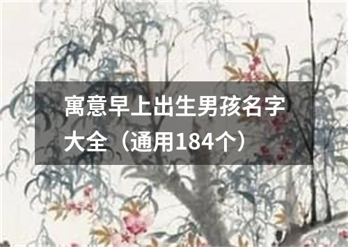 寓意早上出生男孩名字大全（通用184个）