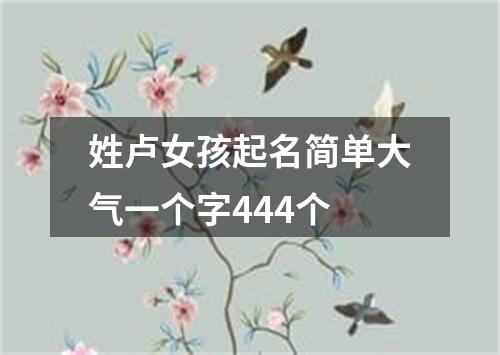 姓卢女孩起名简单大气一个字444个