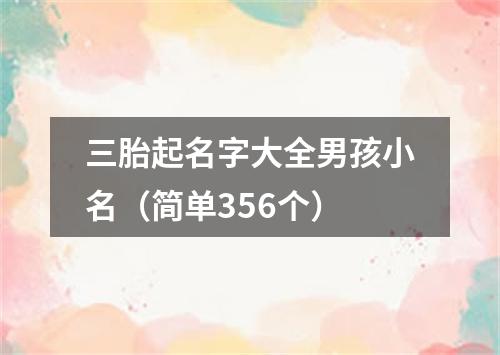 三胎起名字大全男孩小名（简单356个）