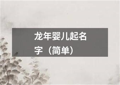 龙年婴儿起名字（简单）