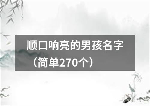 顺口响亮的男孩名字（简单270个）