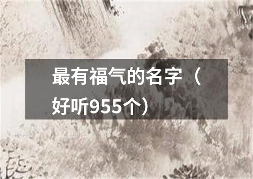 最有福气的名字（好听955个）