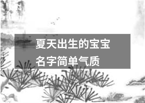 夏天出生的宝宝名字简单气质