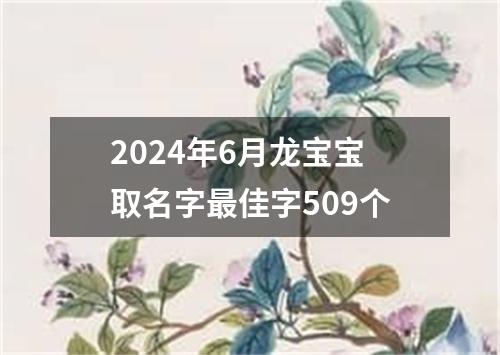 2024年6月龙宝宝取名字最佳字509个