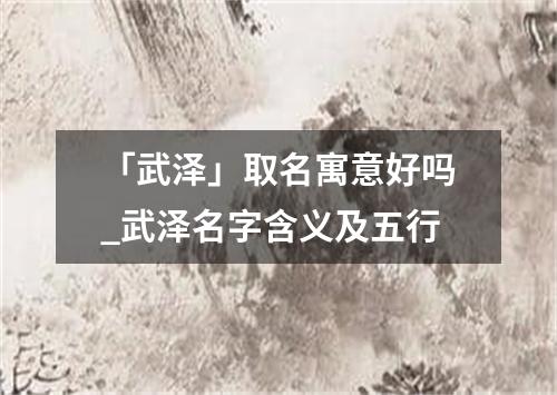 「武泽」取名寓意好吗_武泽名字含义及五行