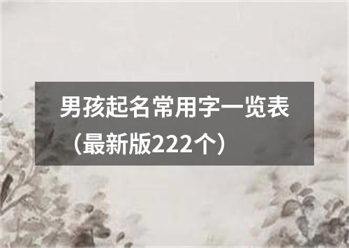 男孩起名常用字一览表（最新版222个）