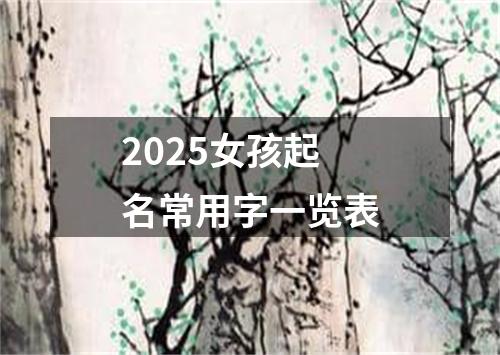 2025女孩起名常用字一览表