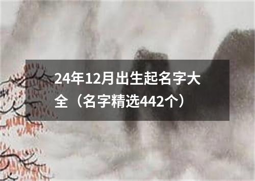 24年12月出生起名字大全（名字精选442个）