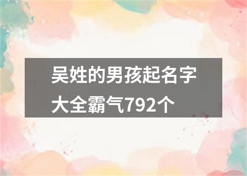 吴姓的男孩起名字大全霸气792个