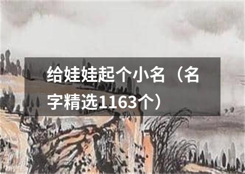 给娃娃起个小名（名字精选1163个）