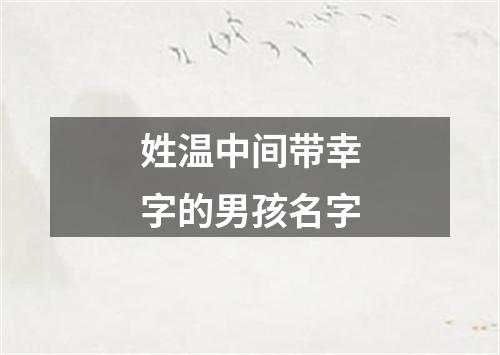 姓温中间带幸字的男孩名字