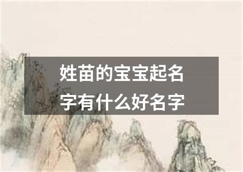 姓苗的宝宝起名字有什么好名字