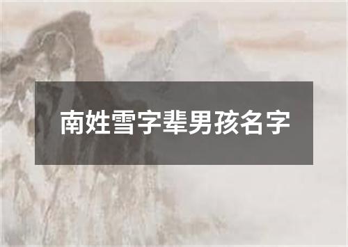 南姓雪字辈男孩名字