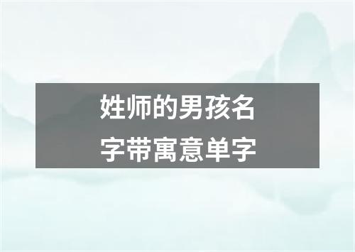 姓师的男孩名字带寓意单字