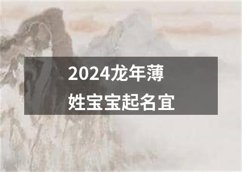 2024龙年薄姓宝宝起名宜