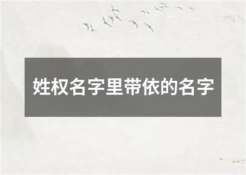 姓权名字里带依的名字