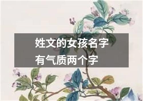 姓文的女孩名字有气质两个字