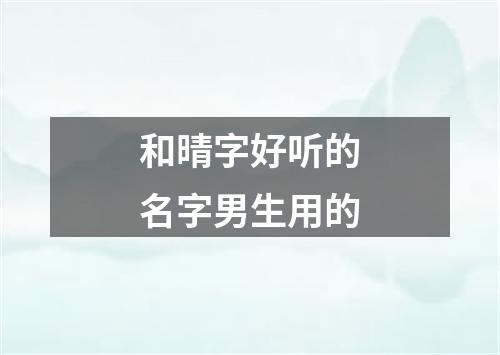 和晴字好听的名字男生用的