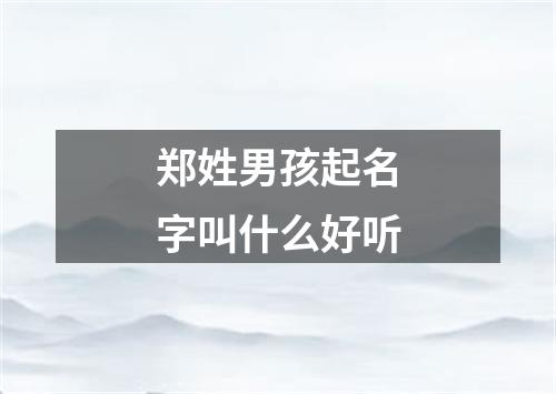 郑姓男孩起名字叫什么好听