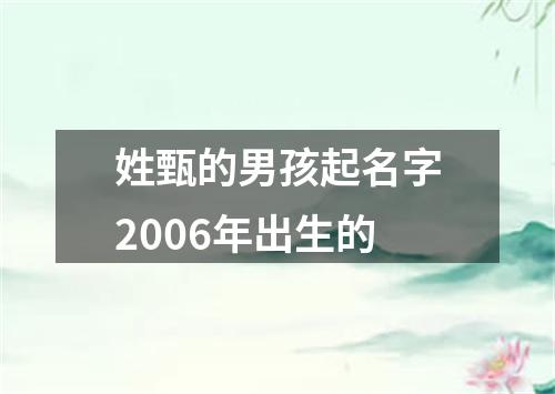 姓甄的男孩起名字2006年出生的