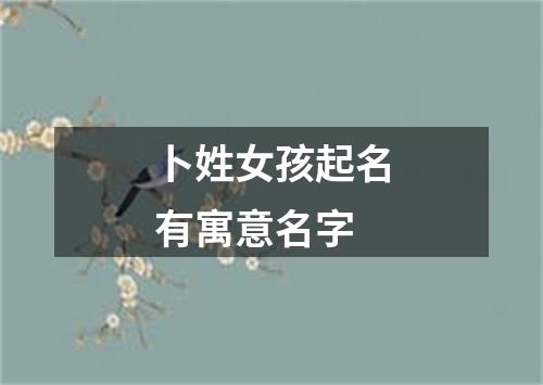 卜姓女孩起名有寓意名字