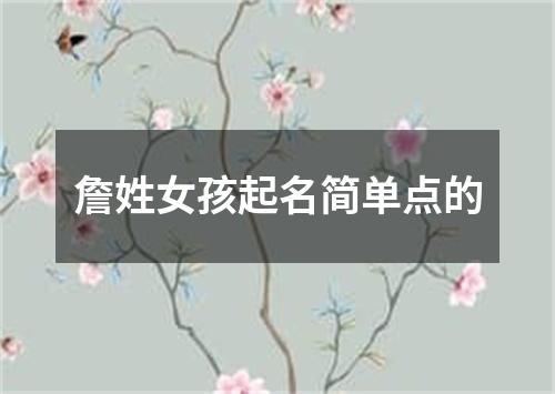 詹姓女孩起名简单点的