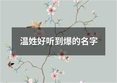 温姓好听到爆的名字