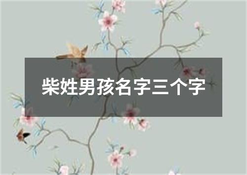 柴姓男孩名字三个字