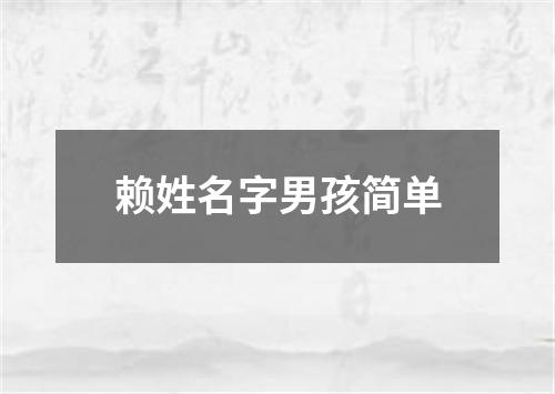 赖姓名字男孩简单