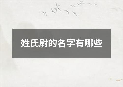 姓氏尉的名字有哪些