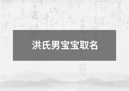 洪氏男宝宝取名