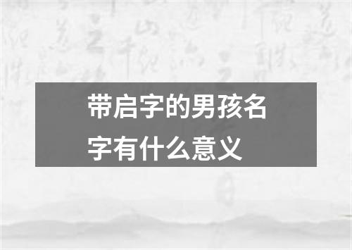 带启字的男孩名字有什么意义