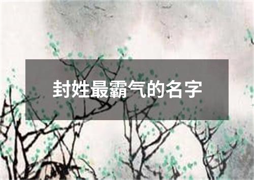 封姓最霸气的名字