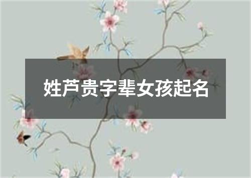 姓芦贵字辈女孩起名