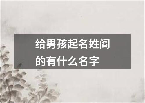 给男孩起名姓阎的有什么名字