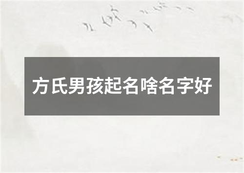 方氏男孩起名啥名字好