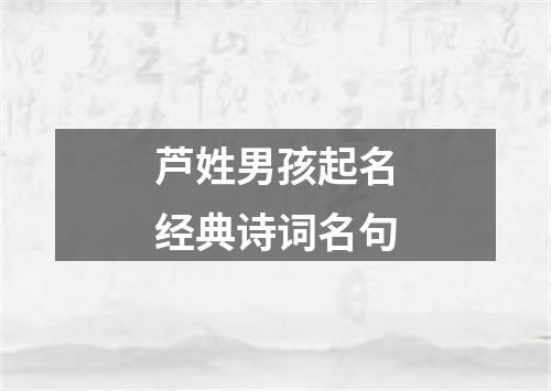 芦姓男孩起名经典诗词名句