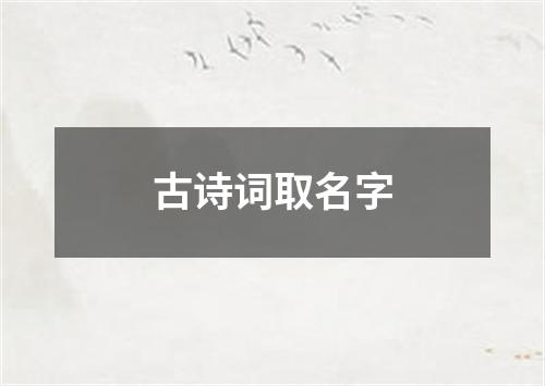 古诗词取名字