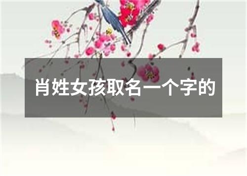 肖姓女孩取名一个字的