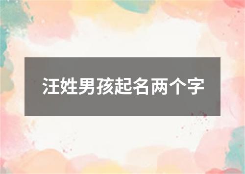 汪姓男孩起名两个字