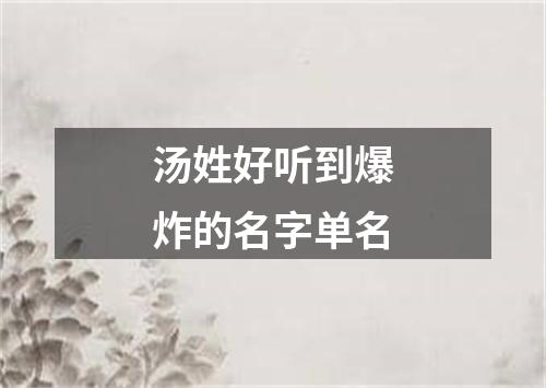 汤姓好听到爆炸的名字单名