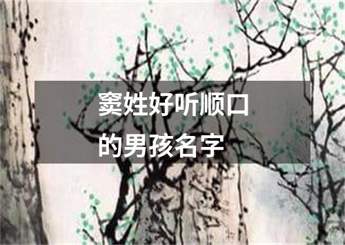 窦姓好听顺口的男孩名字