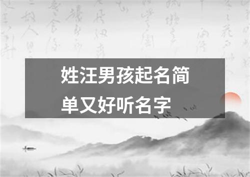 姓汪男孩起名简单又好听名字