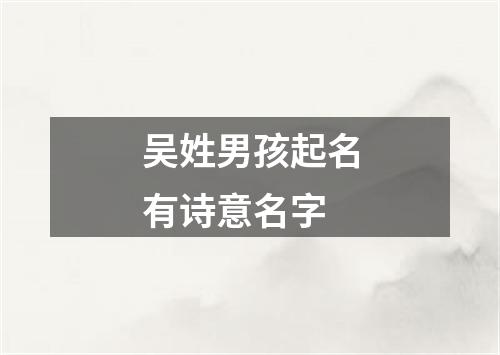 吴姓男孩起名有诗意名字