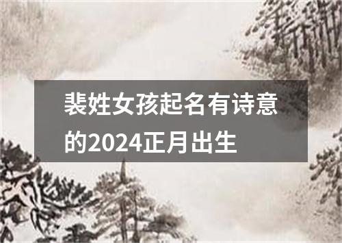 裴姓女孩起名有诗意的2024正月出生