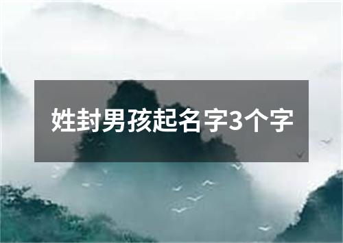 姓封男孩起名字3个字