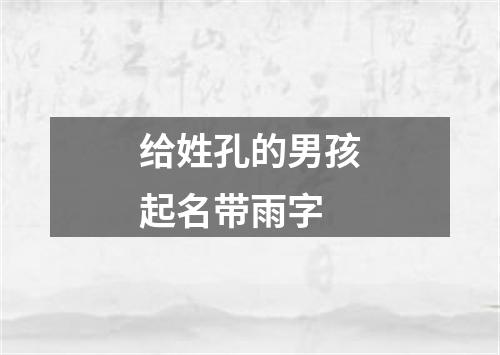 给姓孔的男孩起名带雨字