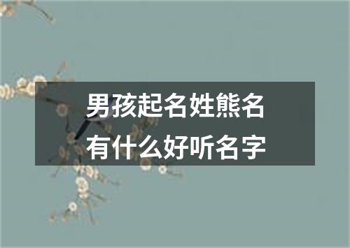 男孩起名姓熊名有什么好听名字