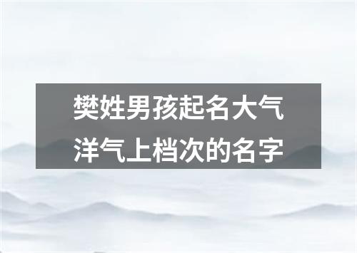 樊姓男孩起名大气洋气上档次的名字