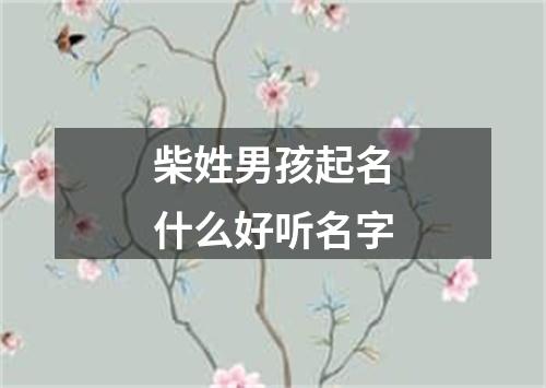 柴姓男孩起名什么好听名字